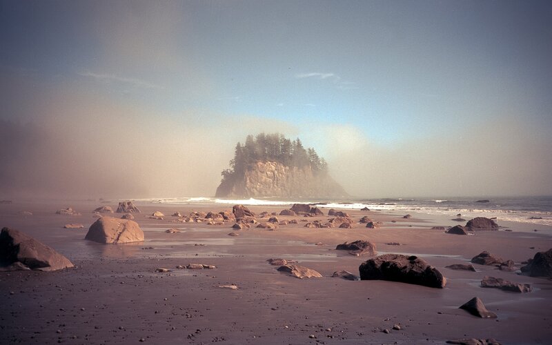 Rocky Island in Fog