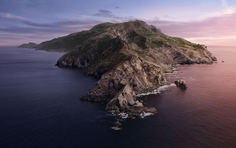 Rocky Island in Ocean — Purple
