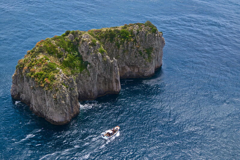 Rocky Island in Sea — Blue, Serene, Afternoon, Photograph