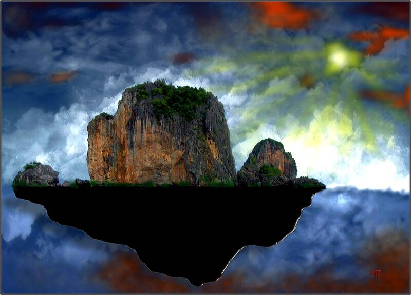 Rocky Island in Storm