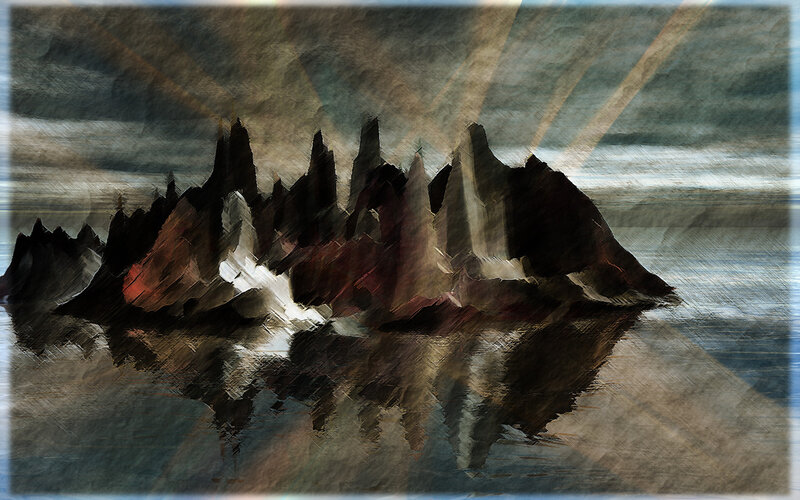 Rocky Island in Water — Brown