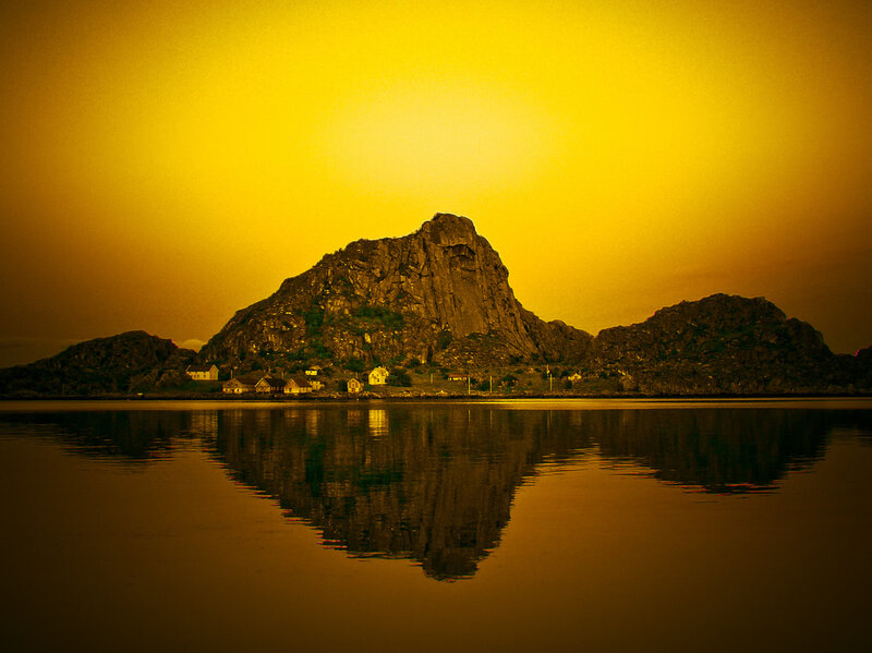 Rocky Island with Houses