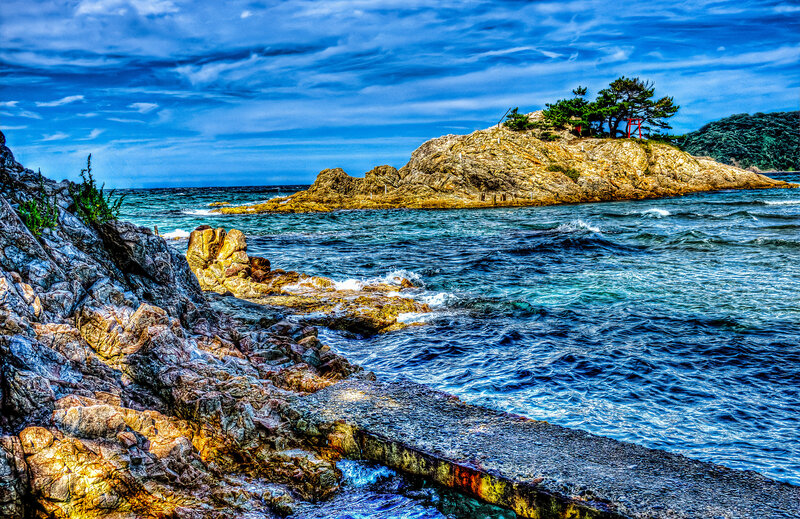Rocky Island with Torii Gate