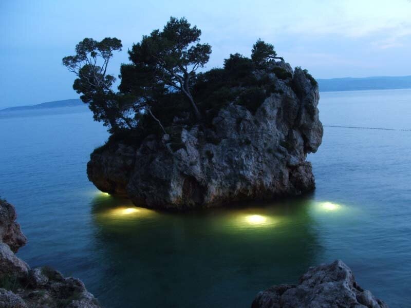 Rocky Island with Trees — Blue