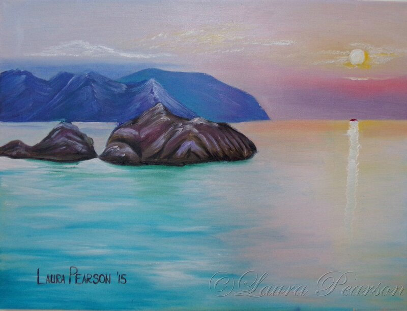 Rocky Islands at Sunset — Blue