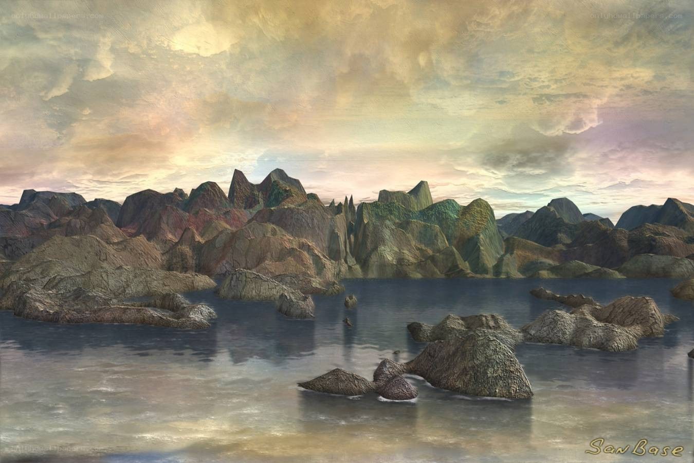 Rocky islands at sunset