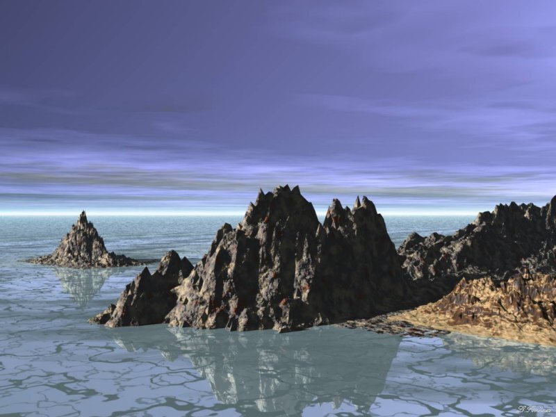 Rocky islands in calm sea