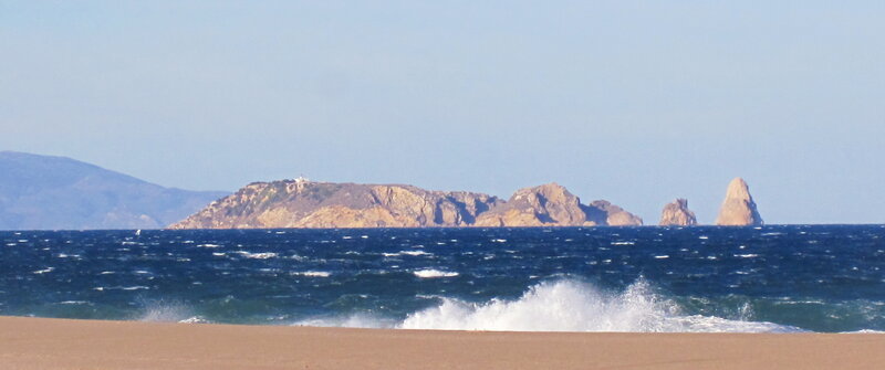 Rocky Islands in Ocean — Blue, Calm