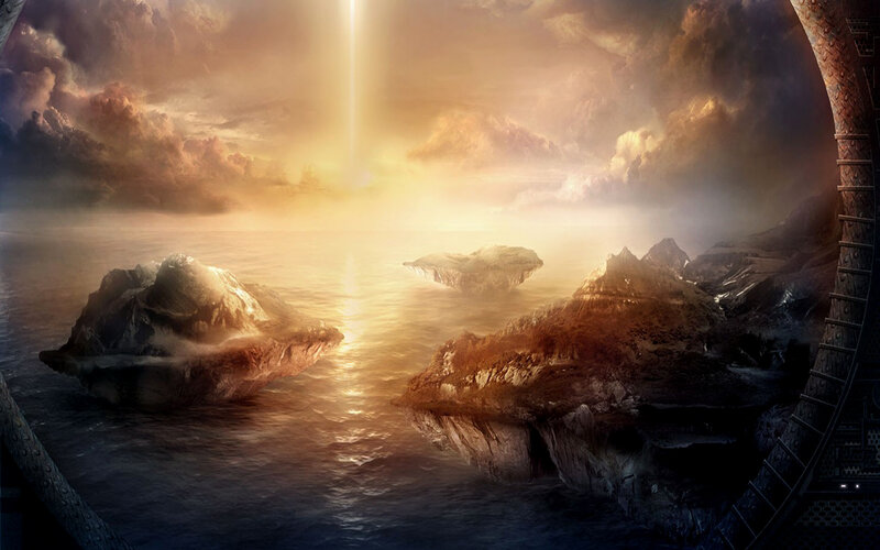 Rocky Islands in Sea — Gold