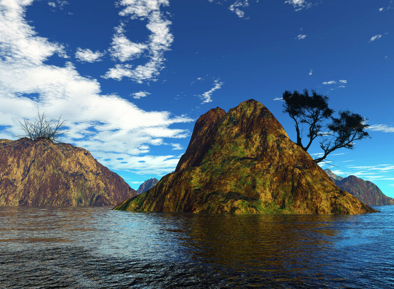Rocky Islands in Water — Blue