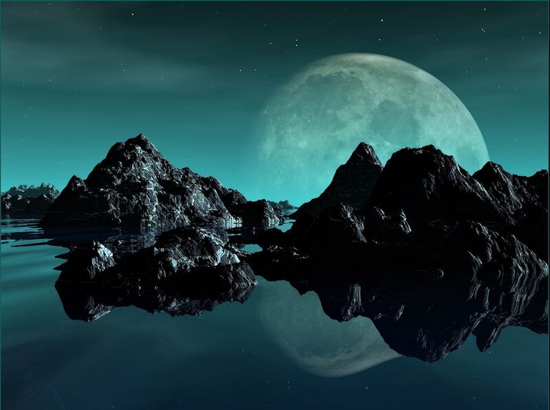 Rocky Islands under Moon