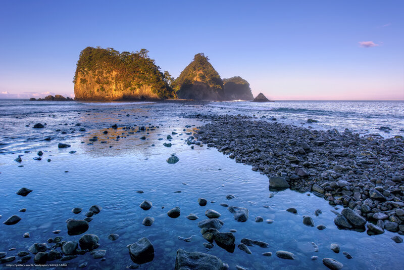 Rocky Islets in Ocean — Blue, Serene