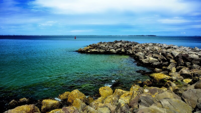 Rocky jetty at the coast