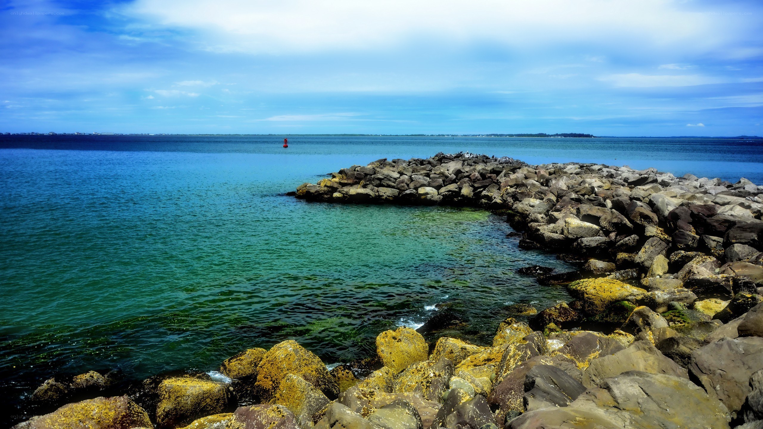 Rocky jetty at the coast