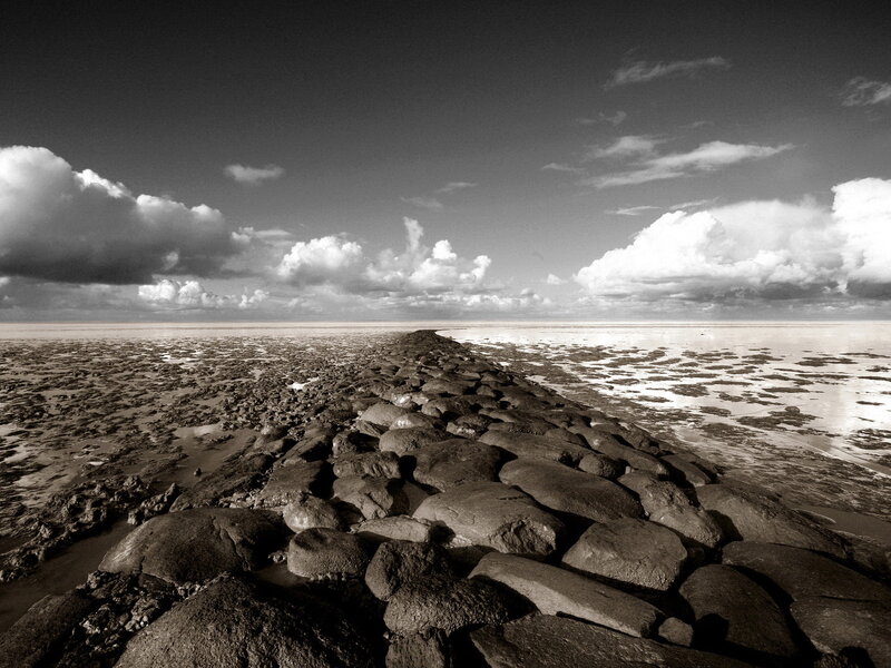 Rocky Jetty on Beach