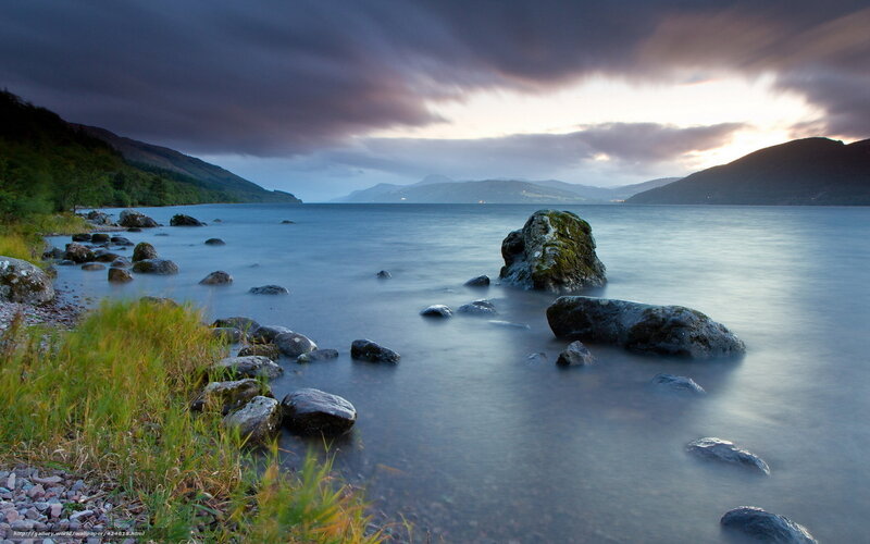Rocky Lake Shore — Blue, Dramatic, Sunset