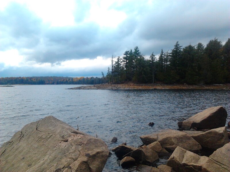 Rocky Lake Shore — Blue, Overcast