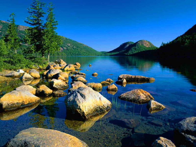 Rocky Lake Shore — Blue, Serene, Afternoon