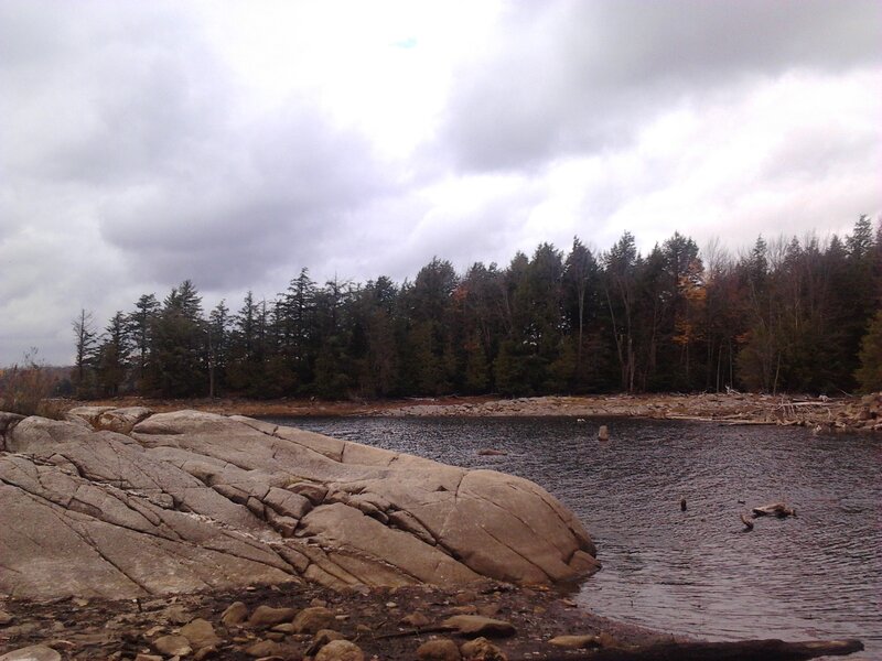 Rocky Lake Shore — Gray, Overcast, Autumn