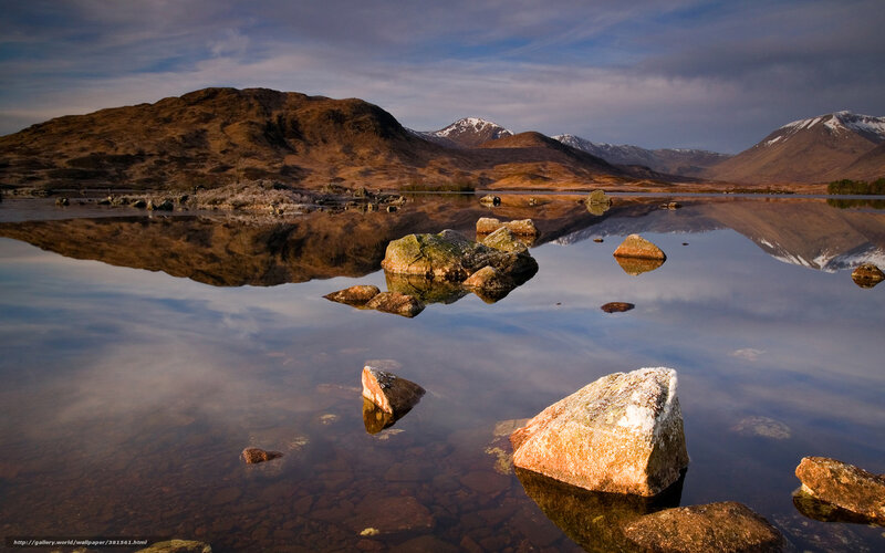Rocky Lake with Mountains — Blue
