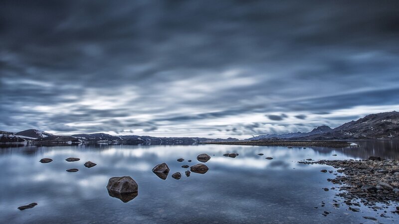 Rocky Lake with Mountains