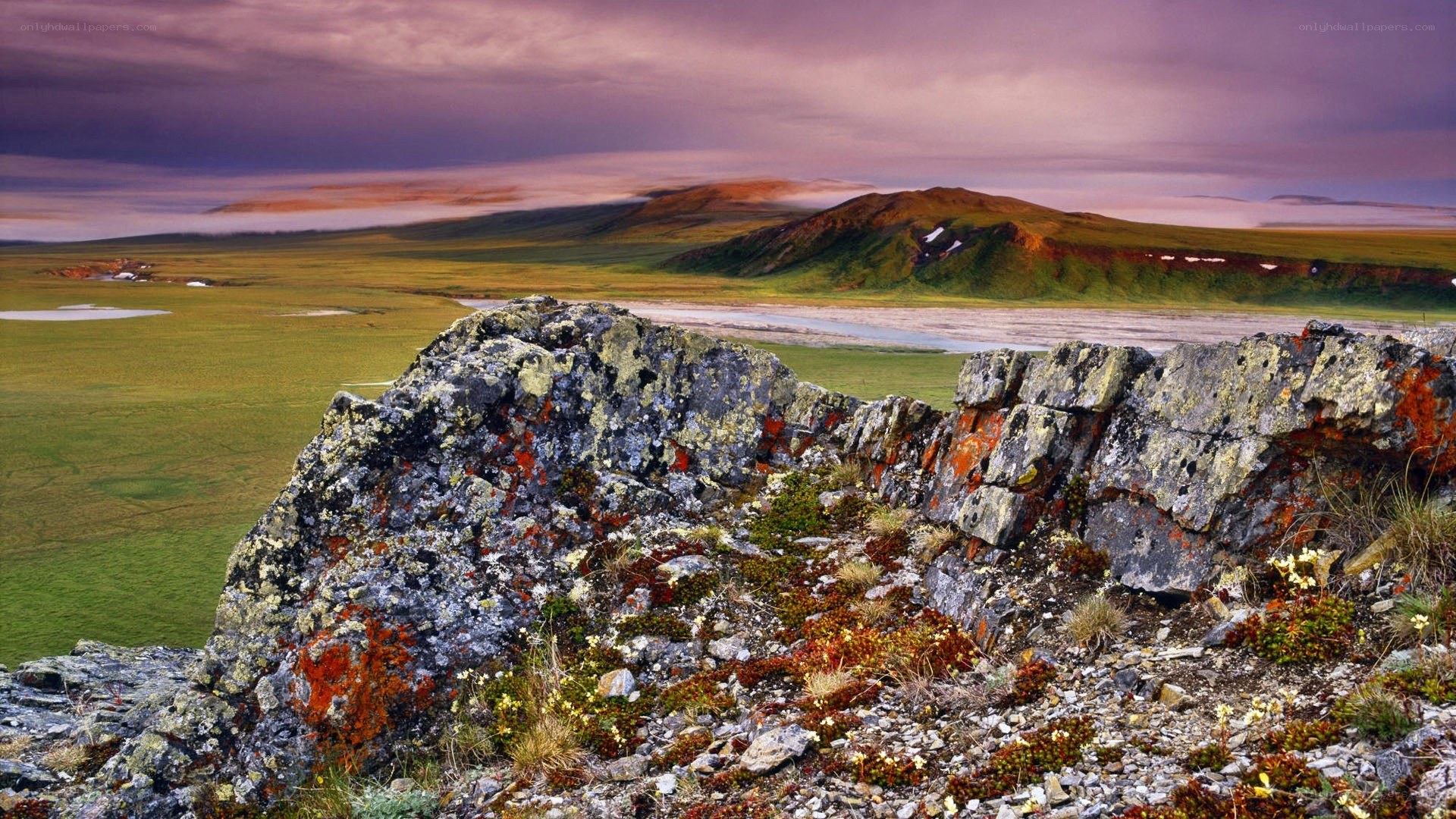 Rocky landscape at dusk