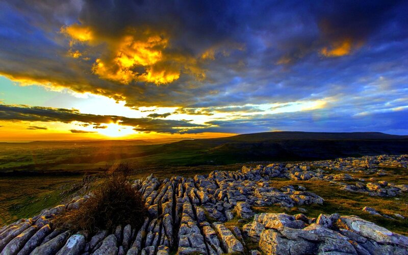 Rocky Landscape at Sunset — Blue, Dramatic