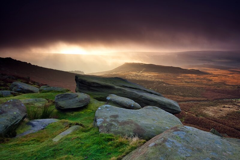Rocky Landscape at Sunset — Green
