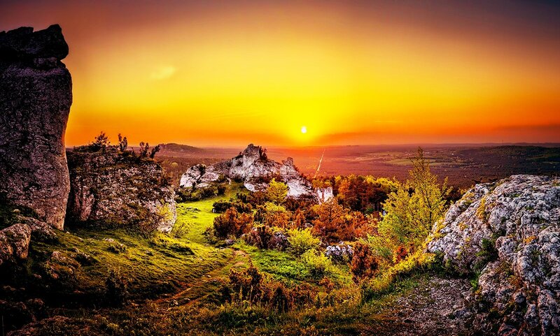 Rocky Landscape at Sunset — Orange, Dramatic