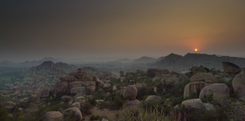 Rocky Landscape at Sunset — Orange