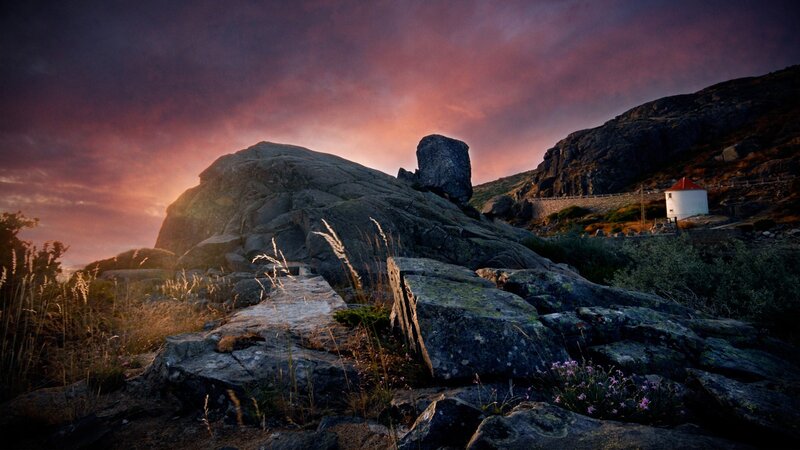 Rocky Landscape at Sunset — Purple, Dramatic, Photograph, Mountain