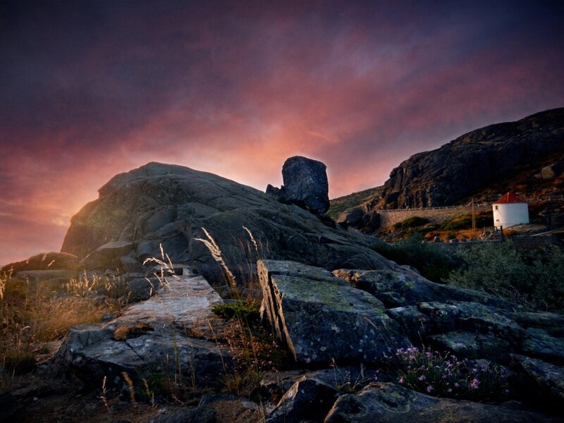 Rocky Landscape at Sunset — Purple