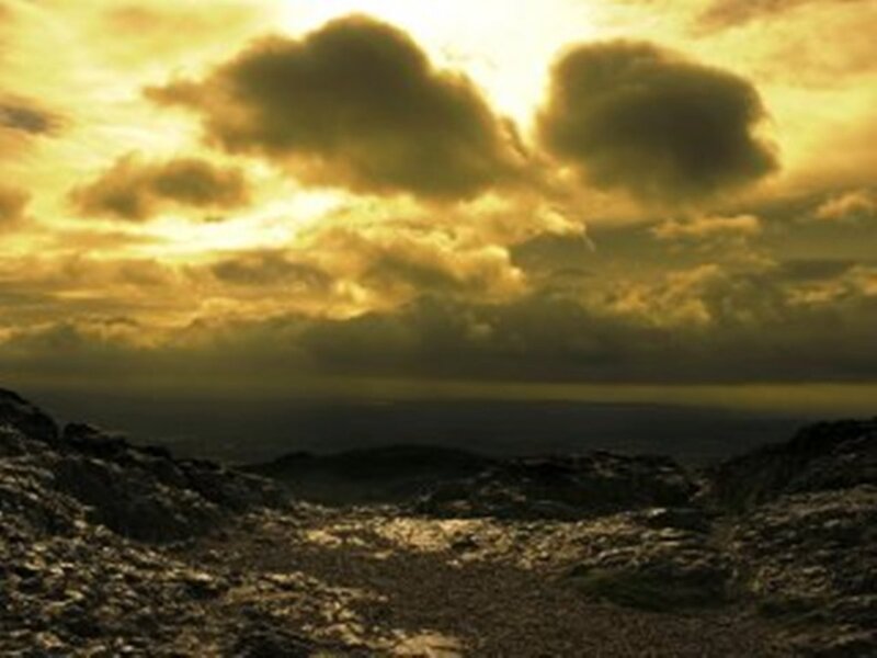 Rocky Landscape at Sunset — Yellow