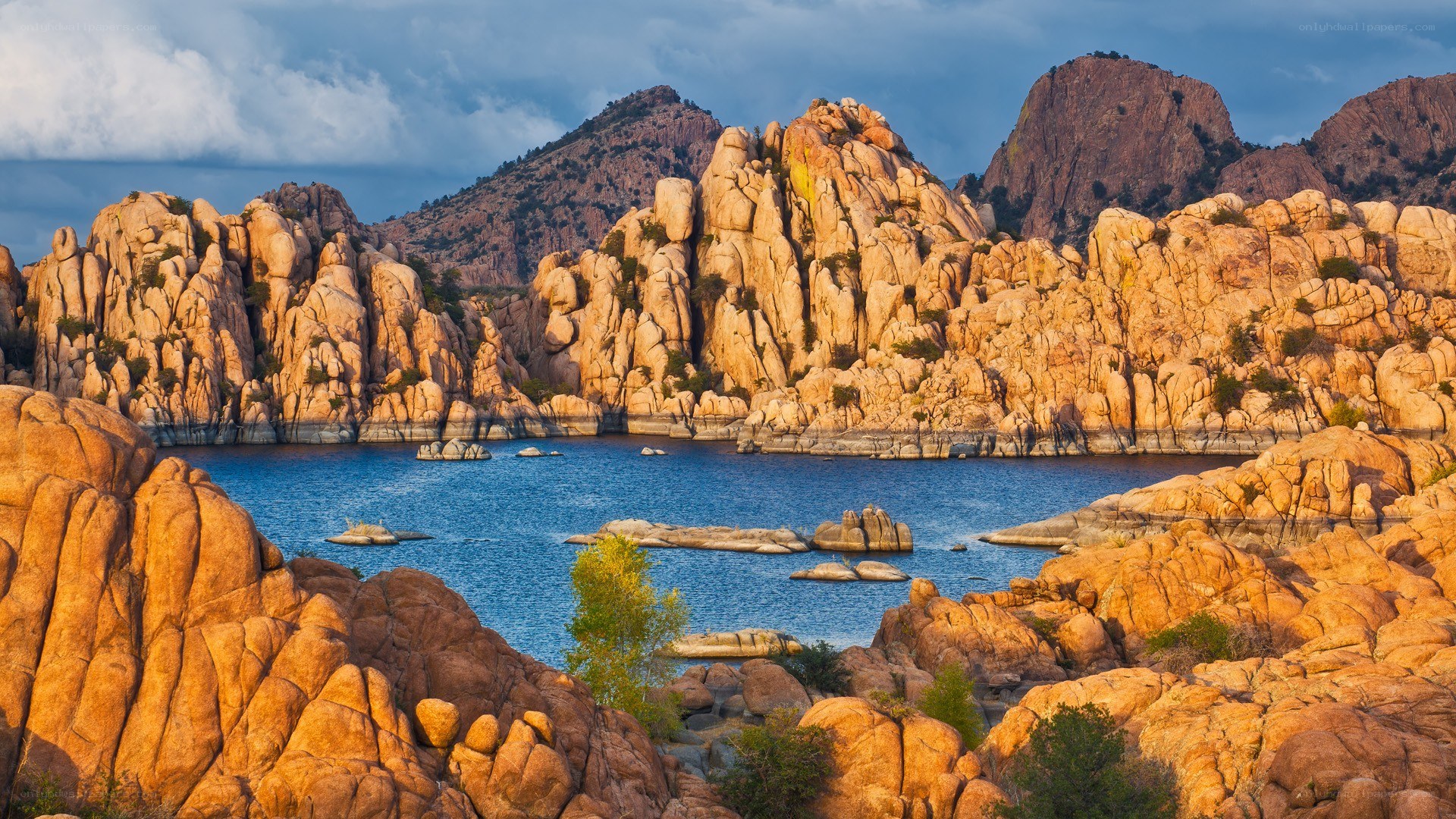 Rocky landscape with lake