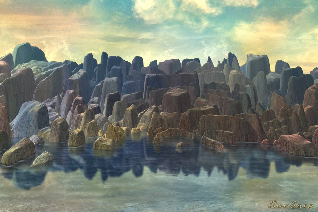 Rocky landscape with water