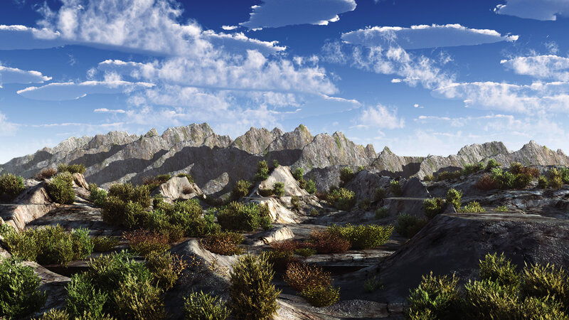 Rocky Mountain Landscape — Blue, Serene, Afternoon, 3d Render