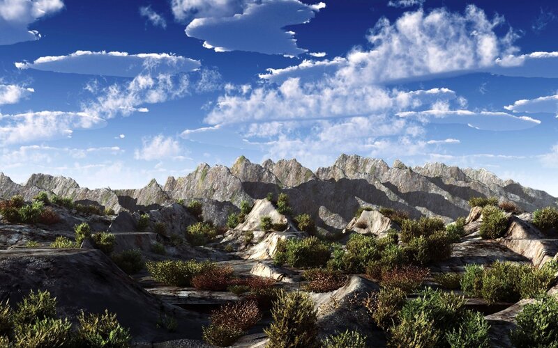 Rocky Mountain Landscape — Blue, Serene, Afternoon