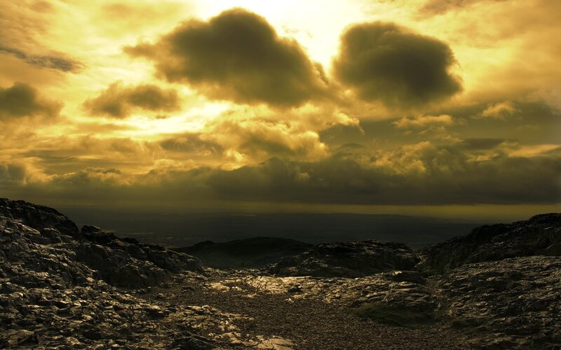 Rocky Mountain Path — Yellow, Dramatic, Sunset