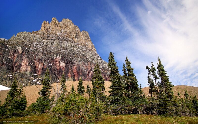 Rocky Mountain Peak — Blue, Dramatic, Afternoon, Photograph, Trees, Sky, Snow