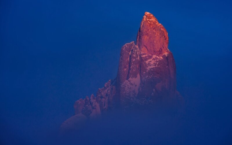 Rocky Mountain Peak — Blue, Dramatic, Night, Photograph, Clouds