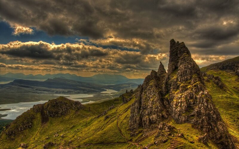 Rocky Mountain Peak — Green, Dramatic, Sunset, Photograph