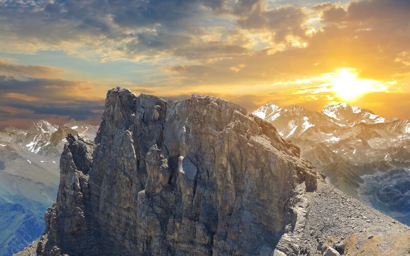 Rocky Mountain Peak — Orange, Dramatic, Sunset
