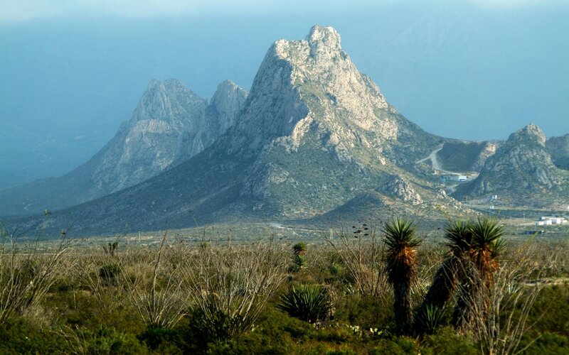 Rocky Mountain Peaks — Blue, Serene, Afternoon, Photograph, Desert Plants