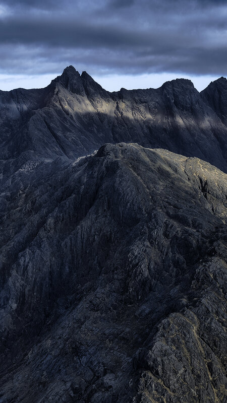 Rocky Mountain Peaks — Gray, Dramatic, Night