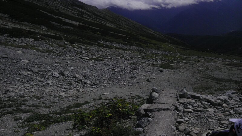 rocky mountain slope at dusk
