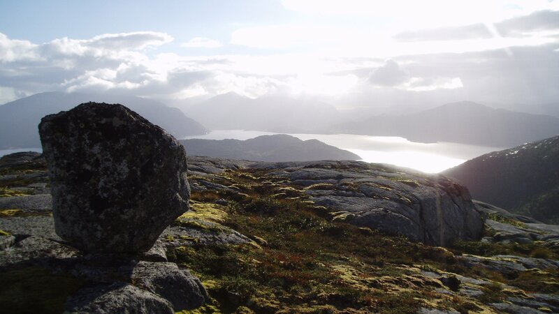 Rocky Mountain Summit — Gray, Serene, Afternoon, Photograph, Mountains, Lake