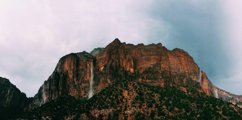Rocky Mountain with Waterfall