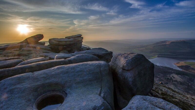 Rocky Outcrop at Sunset — Blue