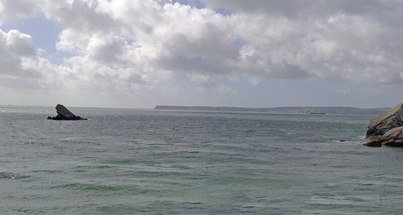 Rocky Outcrop in Sea — Blue