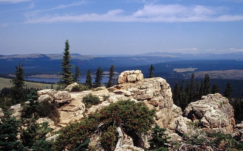 Rocky outcrop overlooking a valley